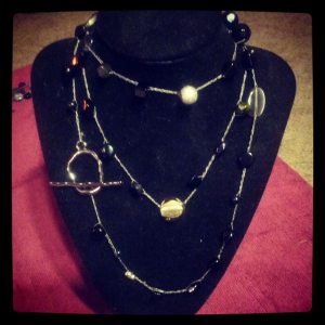 Jewelry Necklace Black and Silver Crochet